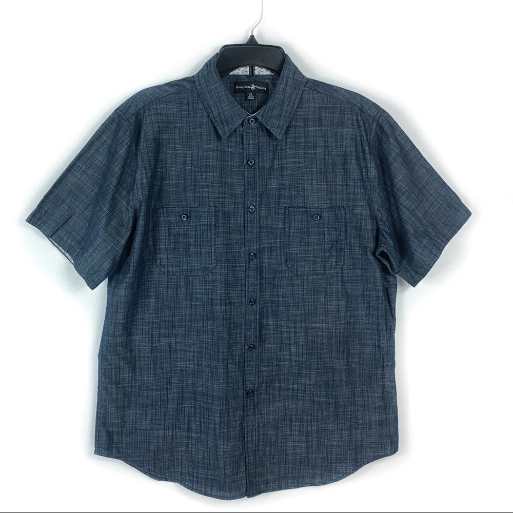 Beverly Hills Polo Club Men's Button Down Shirt XL Blue Short Sleeve